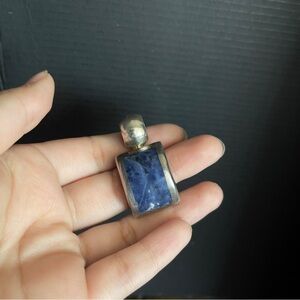 Sterling silver Mexico api lápiz lazuli statement pendant 1.5 inch